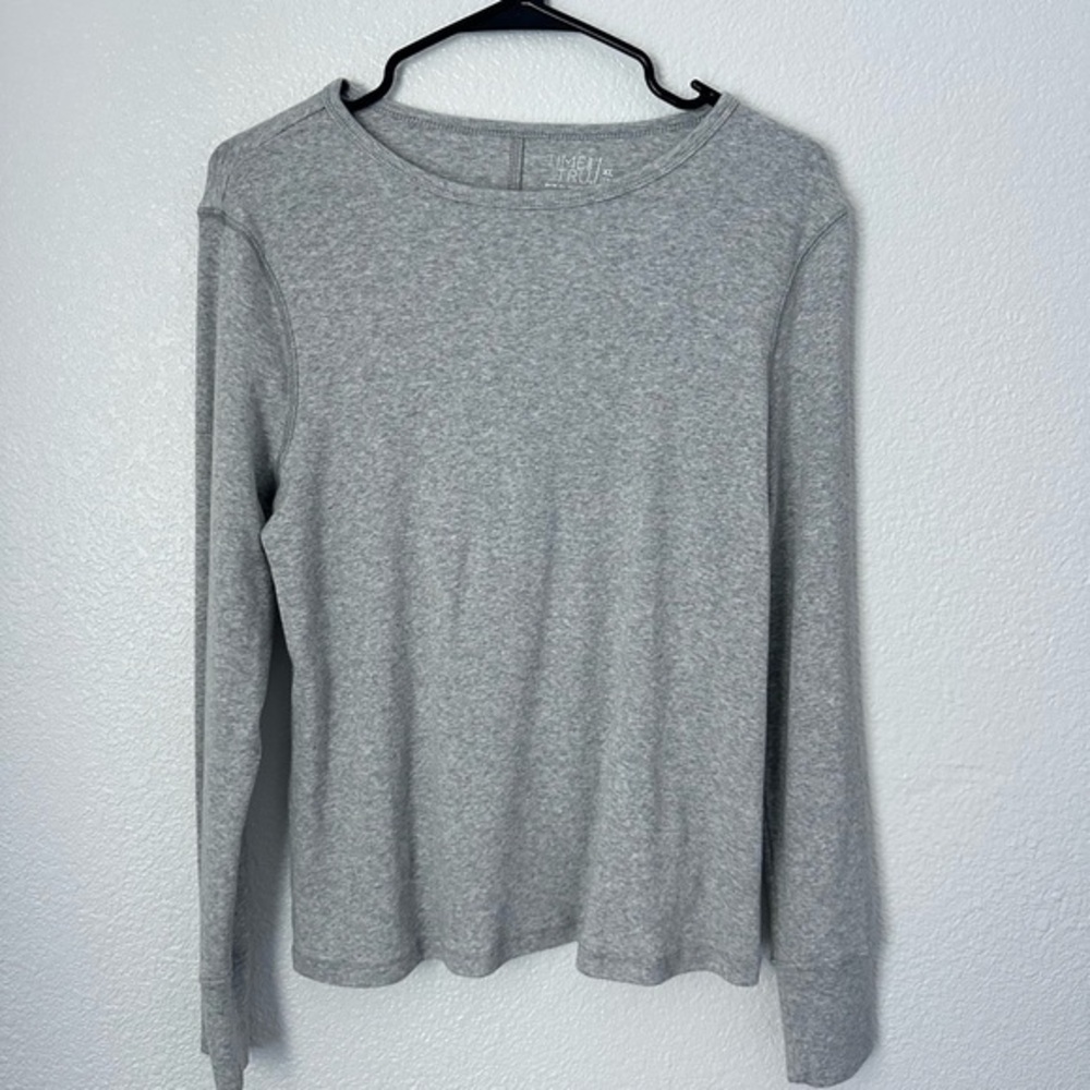 Time & Tru Long Sleeve Tee XL Gray Crewneck Shirt Casual Top
